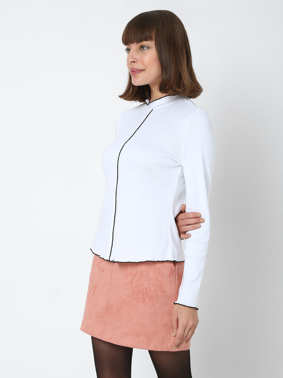 White Contrast Tipping Top