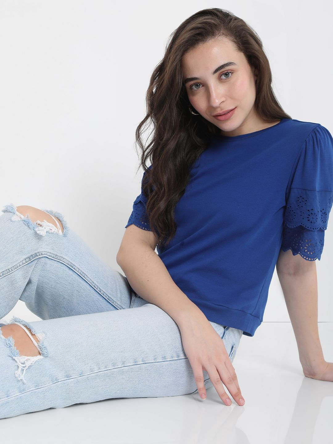 Blue Schiffli T-Shirt