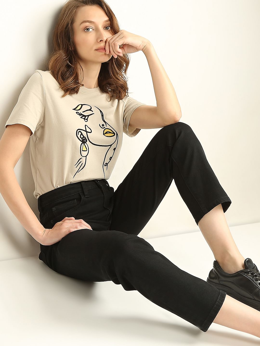 Black High Rise Jade Straight Fit Jeans