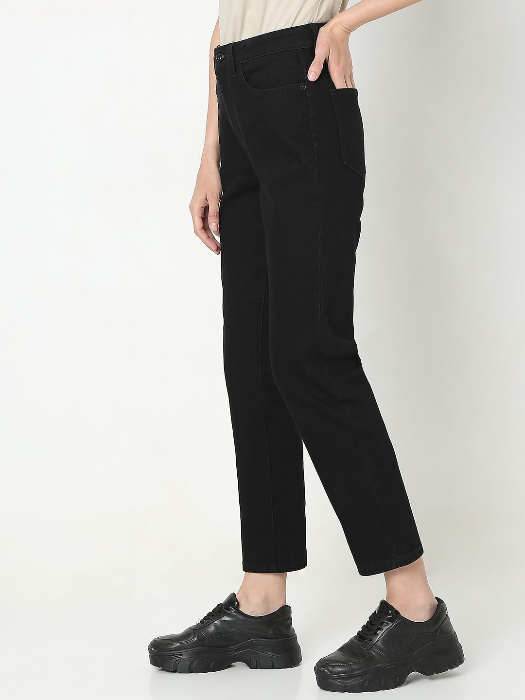 Black High Rise Jade Straight Fit Jeans