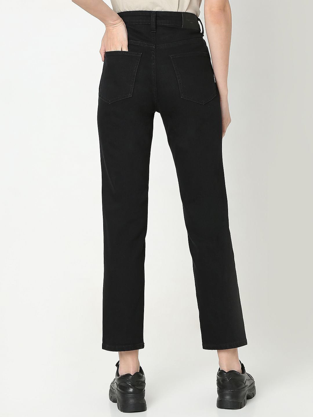 Black High Rise Jade Straight Fit Jeans
