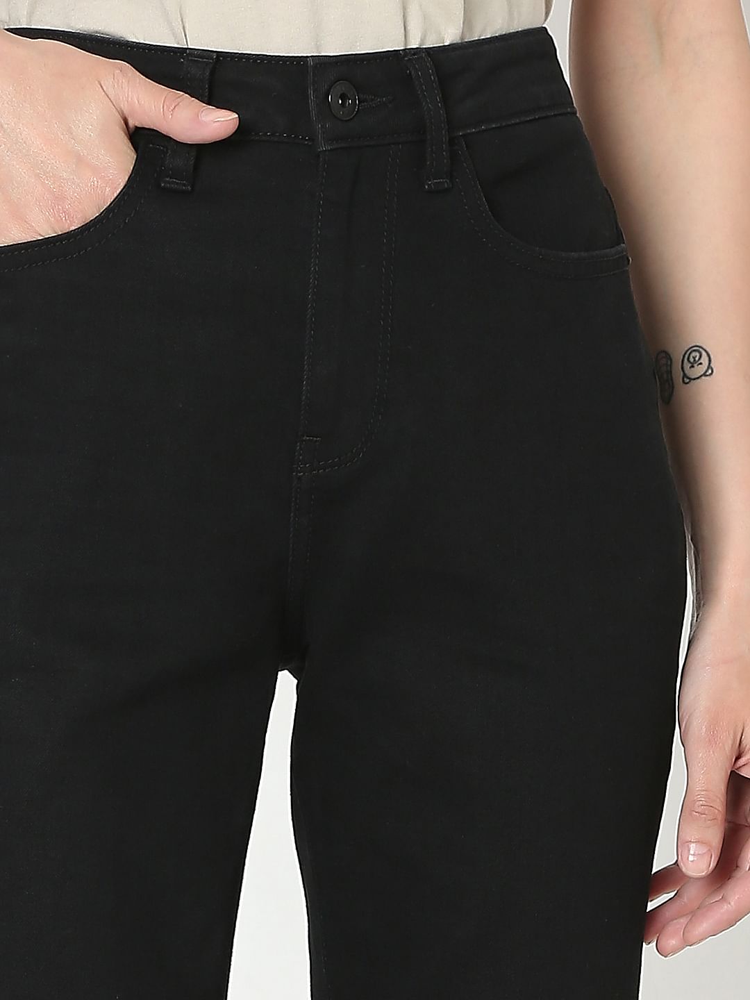 Black High Rise Jade Straight Fit Jeans