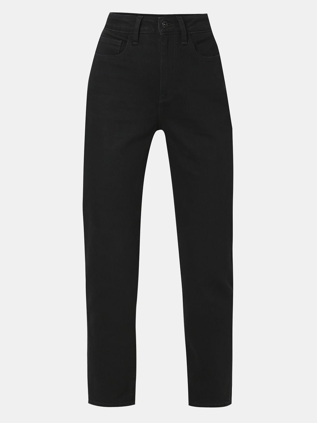 Black High Rise Jade Straight Fit Jeans