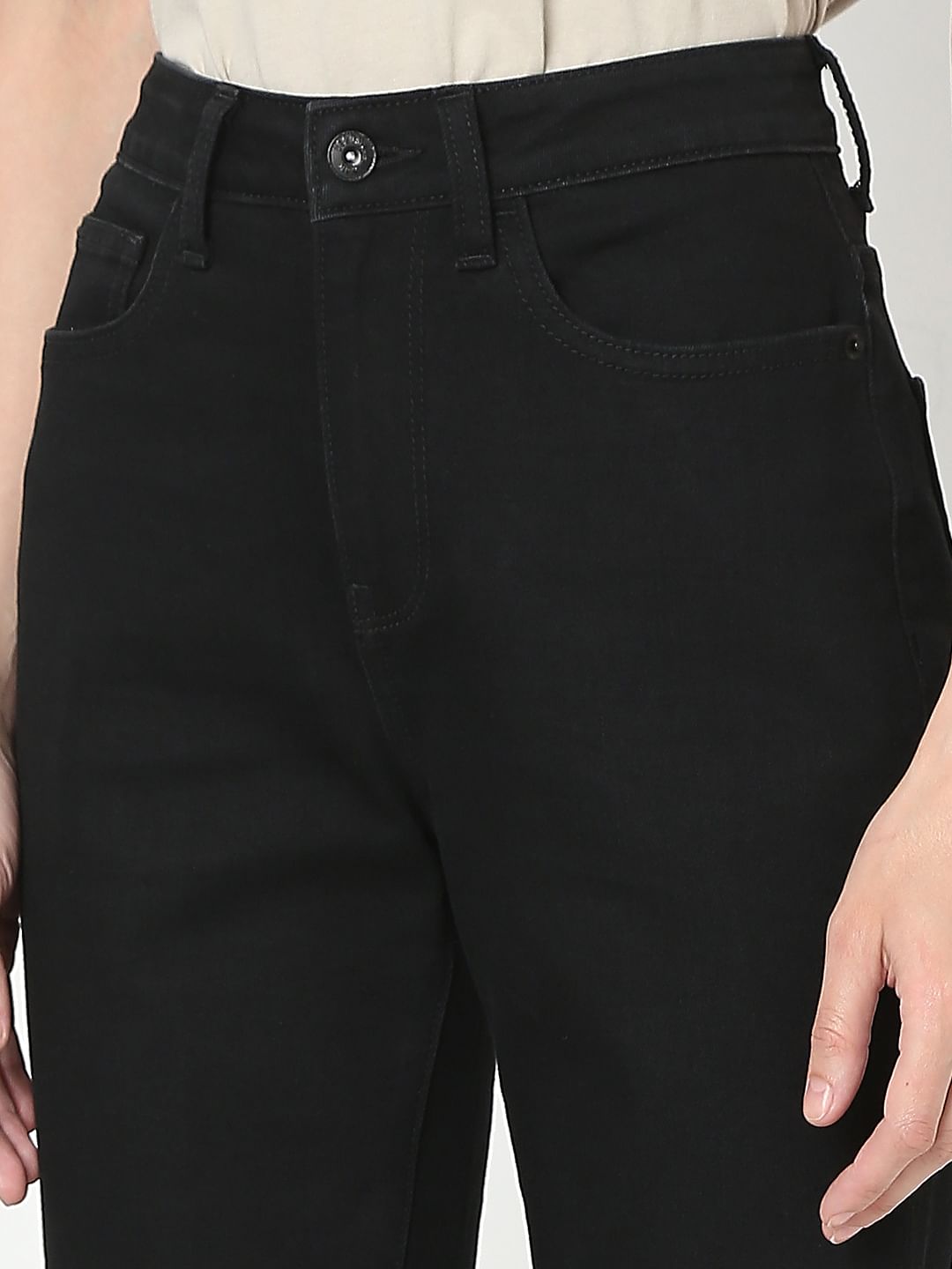 Black High Rise Jade Straight Fit Jeans