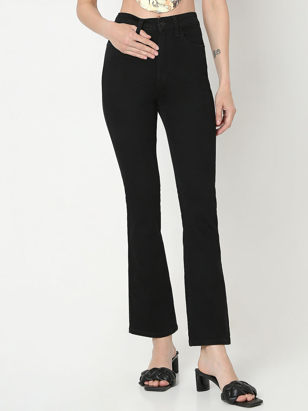 Black High Rise Petra Bootcut Jeans
