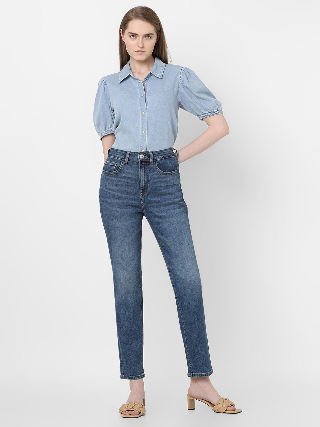 Blue High Rise Jade Straight Fit Jeans