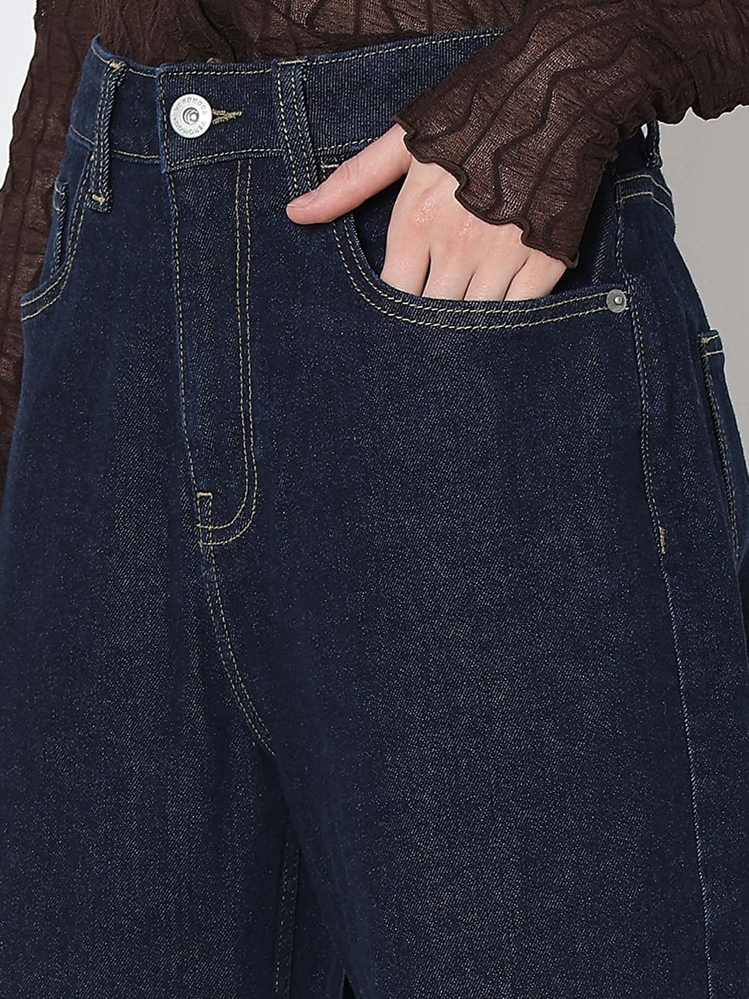 Dark Blue High Rise Mom Fit Jeans