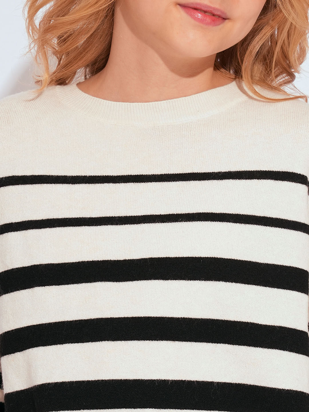 Girls Beige Striped Pullover