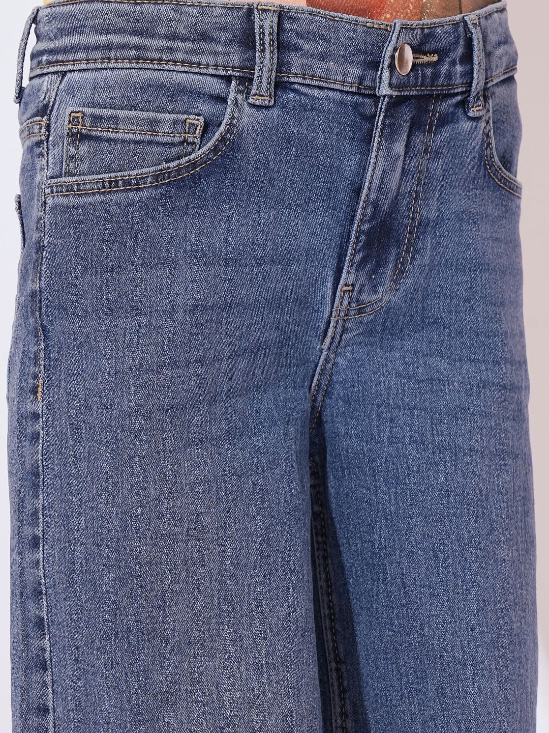 Girls Blue Wide Leg Jeans