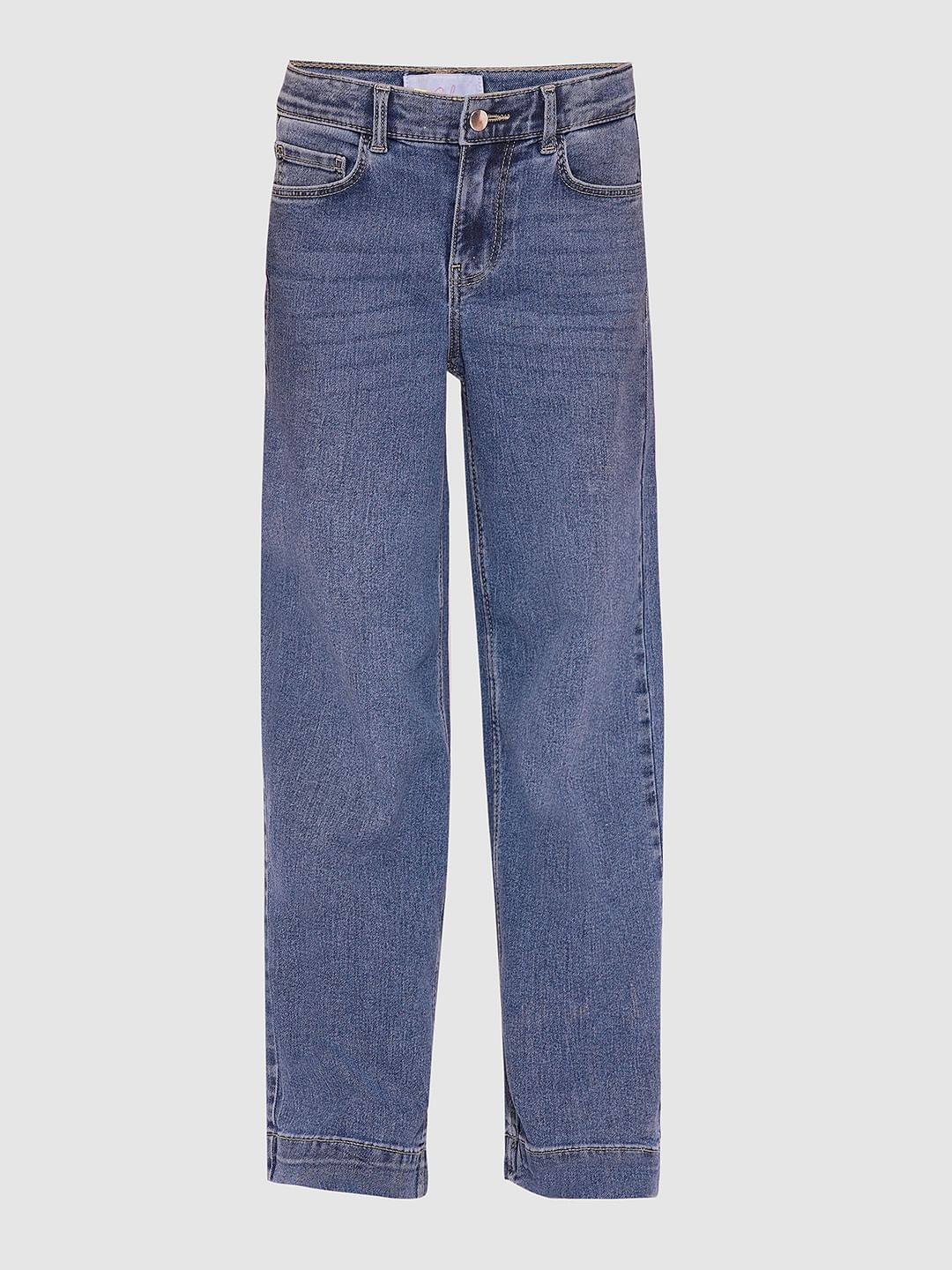 Girls Blue Wide Leg Jeans