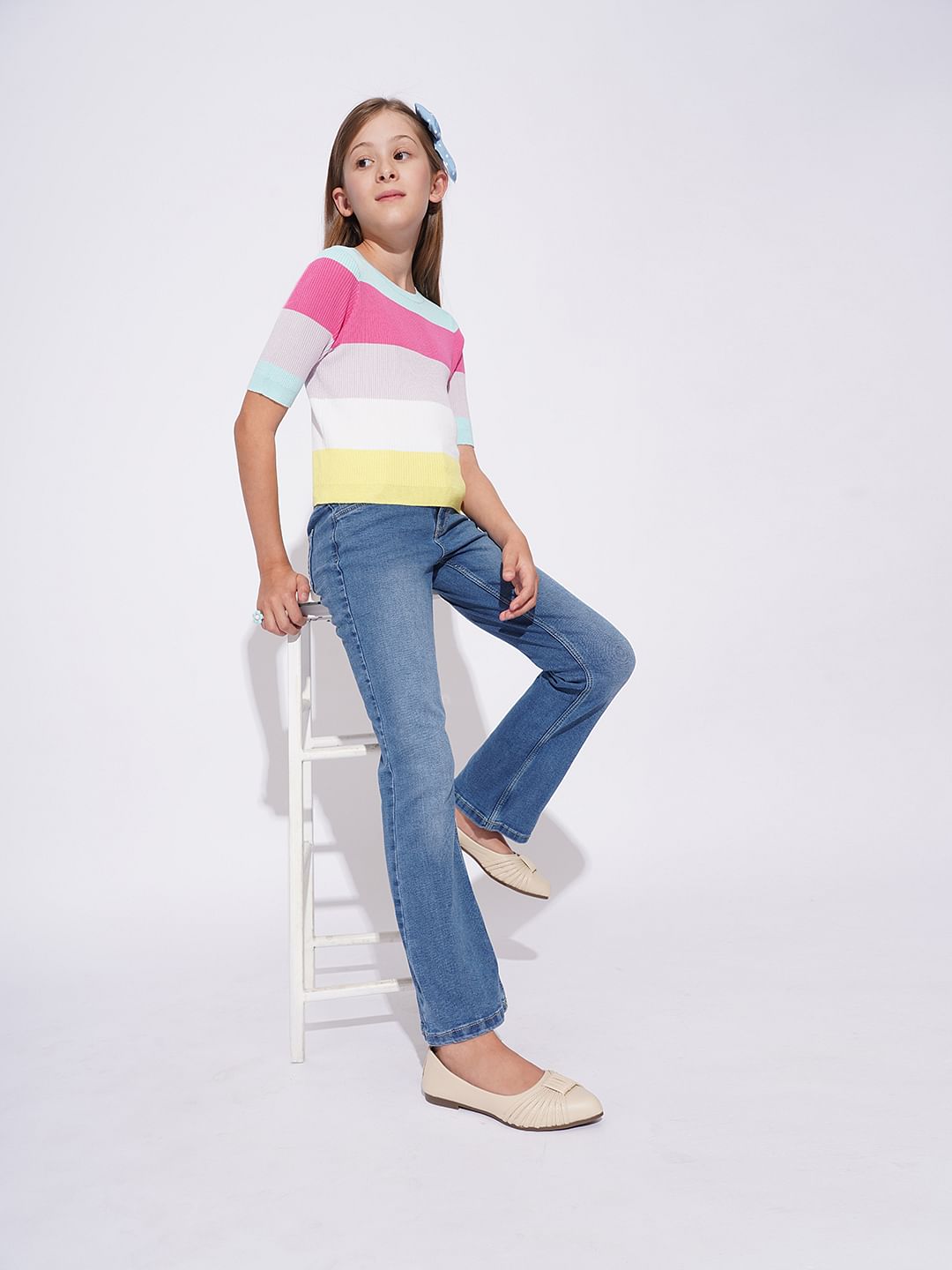 Girls Blue Bootcut Jeans