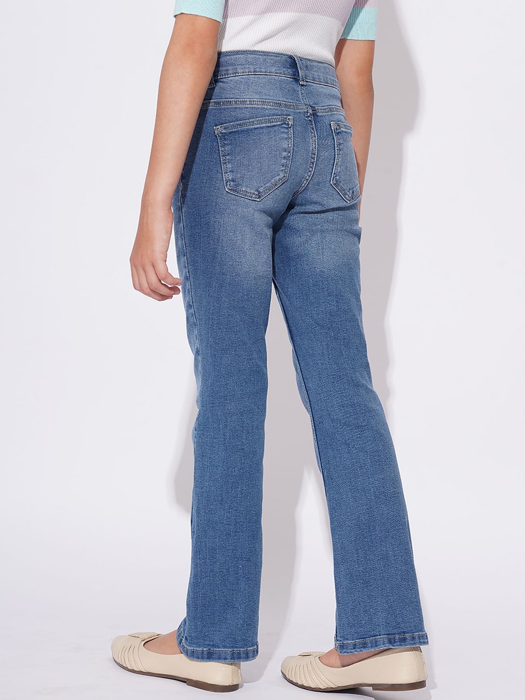 Girls Blue Bootcut Jeans