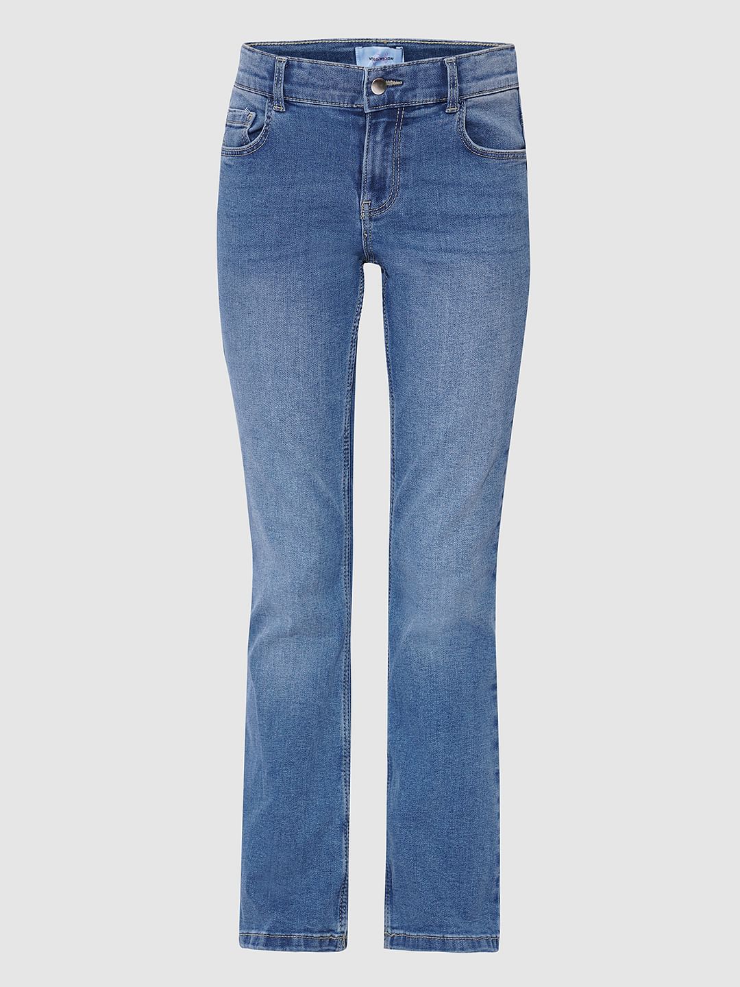 Girls Blue Bootcut Jeans