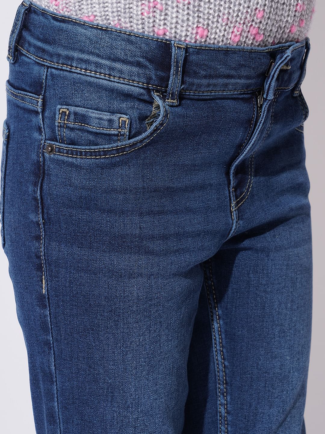 Girls Dark Blue Bootcut Jeans