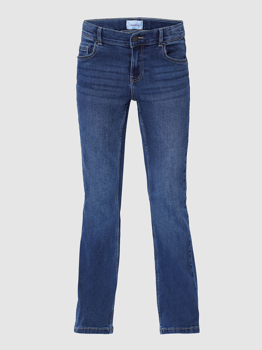Girls Dark Blue Bootcut Jeans