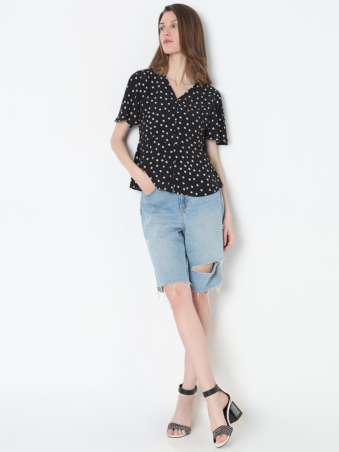 Polka Dot Peplum Top