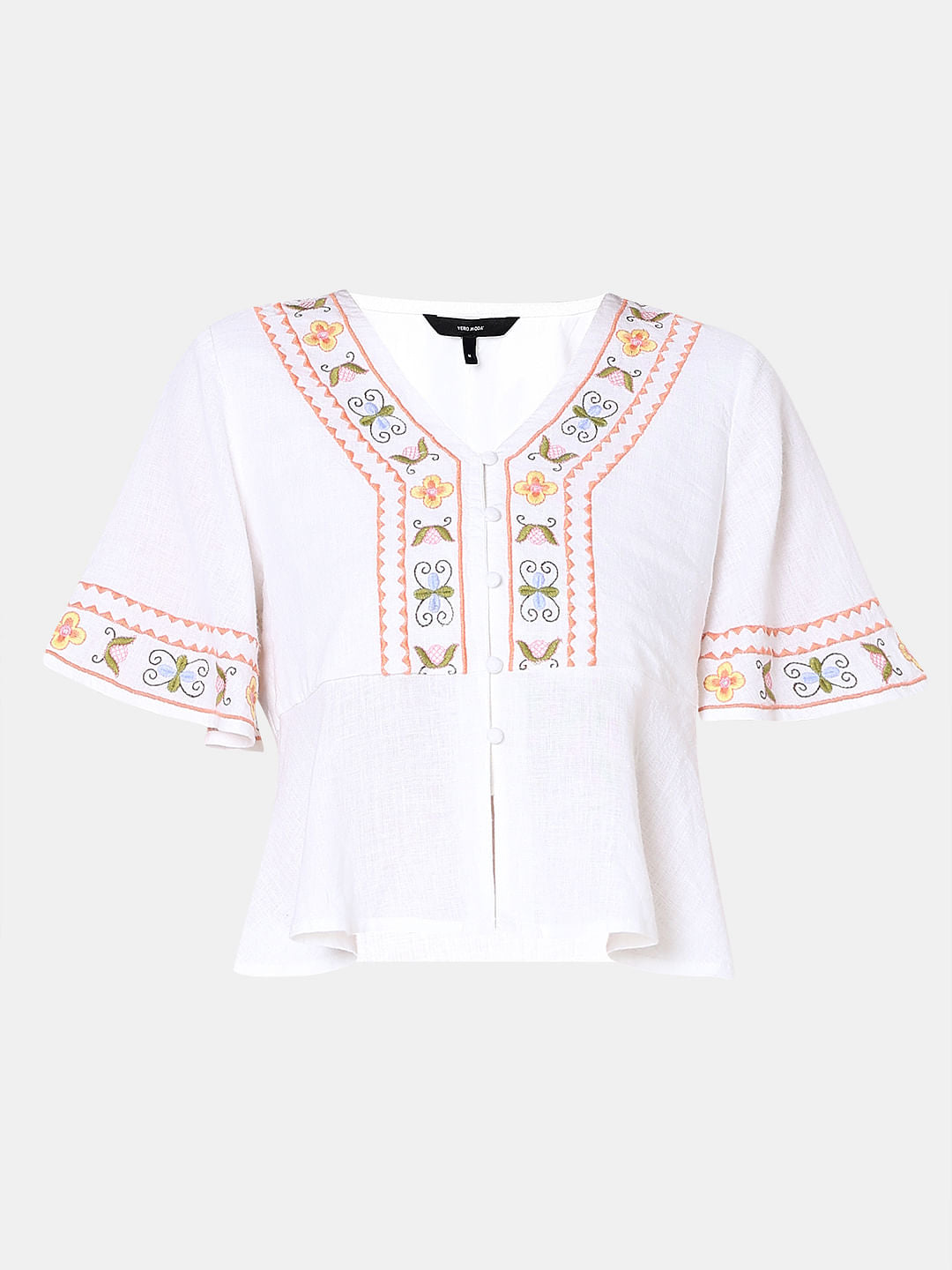 White Embroidered Co-Ord Set Top