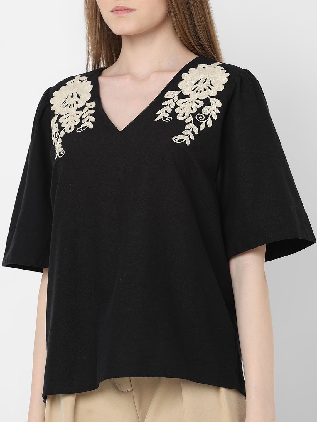 Black Embroidered Top
