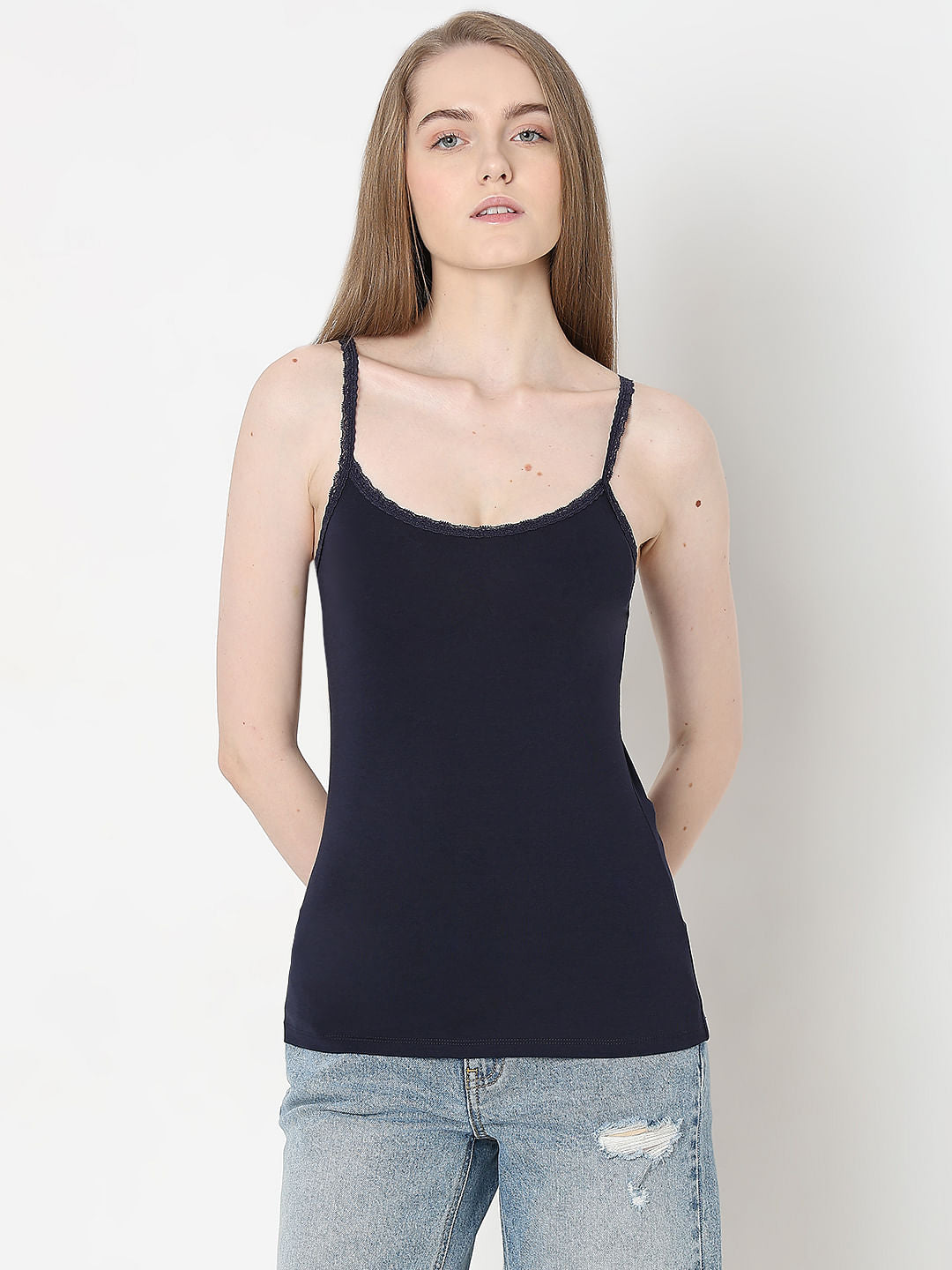 Intimates Pack Of 2 Navy Blue & Pink Camisoles