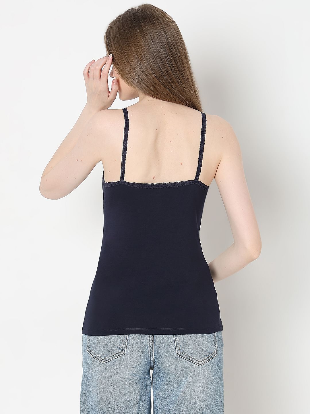 Intimates Pack Of 2 Navy Blue & Pink Camisoles