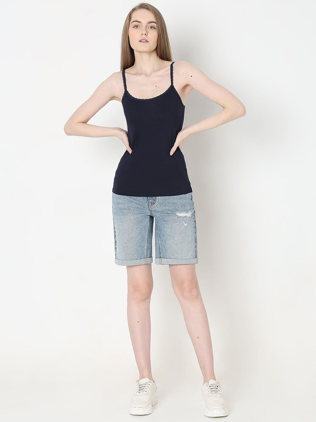 Intimates Pack Of 2 Navy Blue & Pink Camisoles