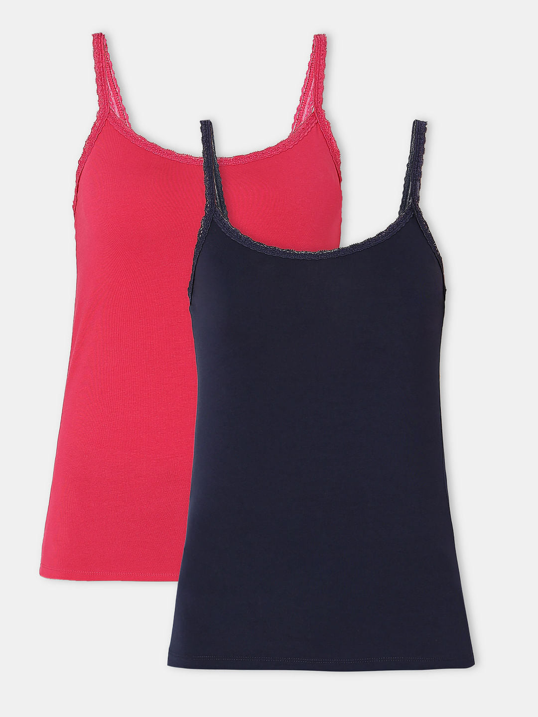 Intimates Pack Of 2 Navy Blue & Pink Camisoles