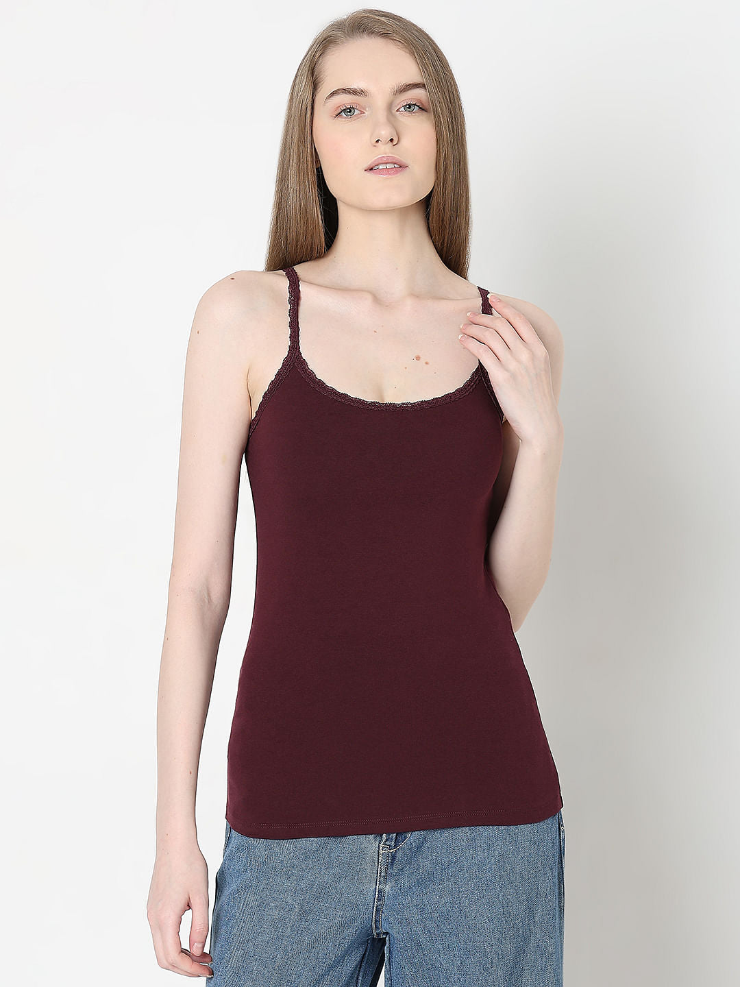 Intimates Pack Of 2 Maroon & Green Camisoles