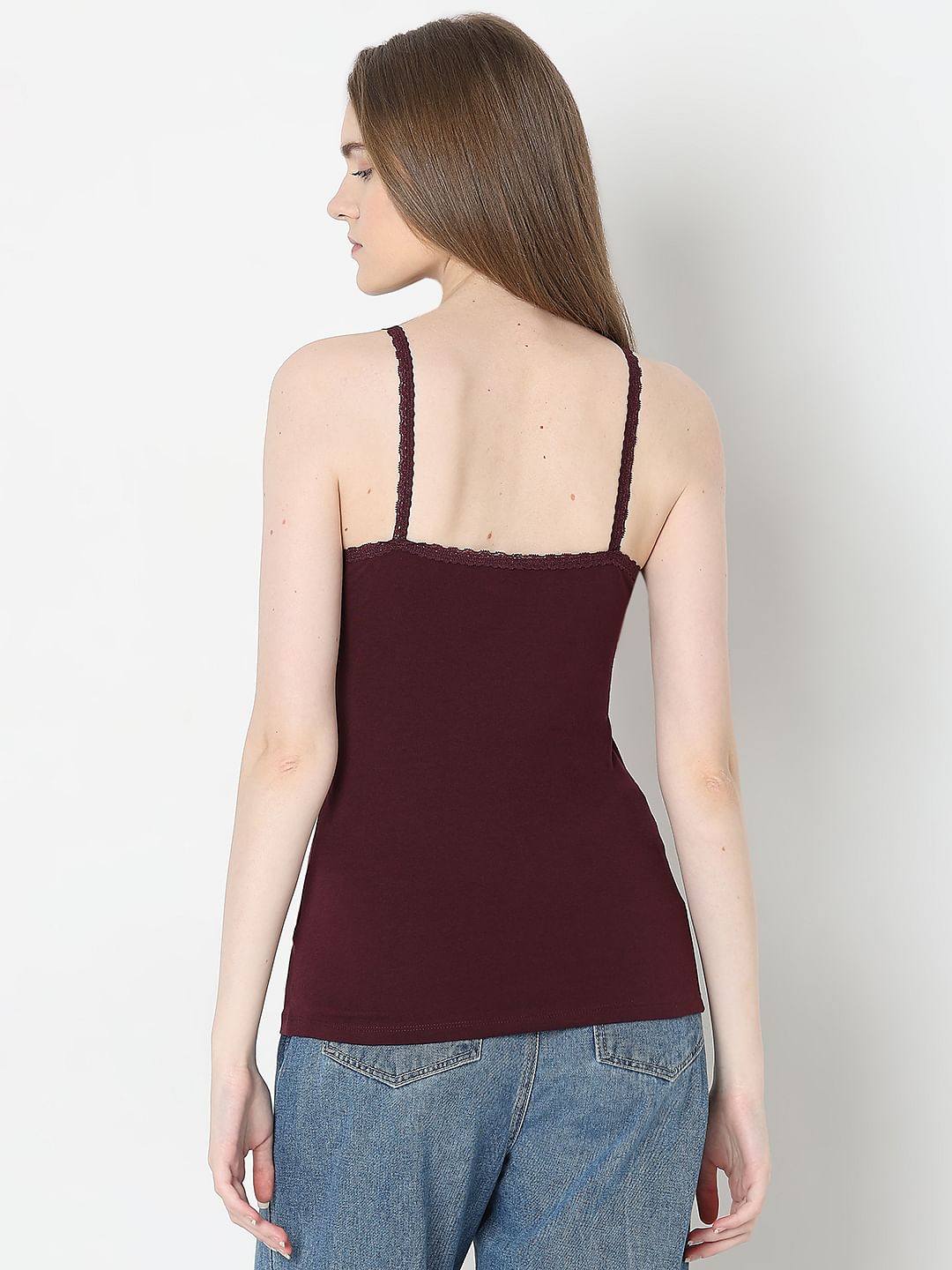 Intimates Pack Of 2 Maroon & Green Camisoles