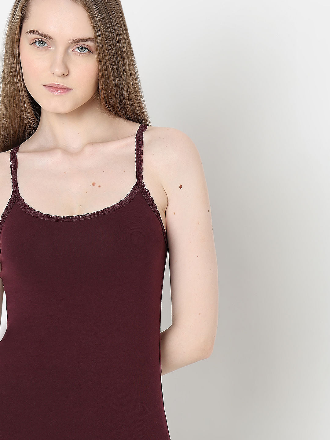 Intimates Pack Of 2 Maroon & Green Camisoles