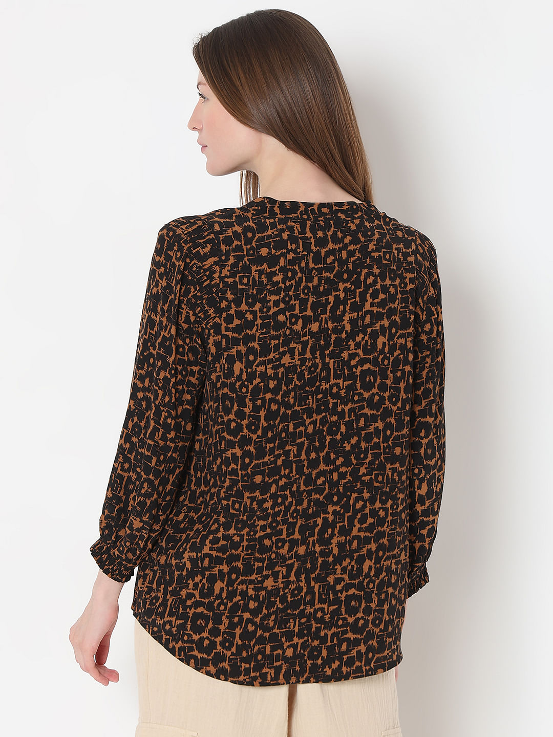 Brown Printed Top