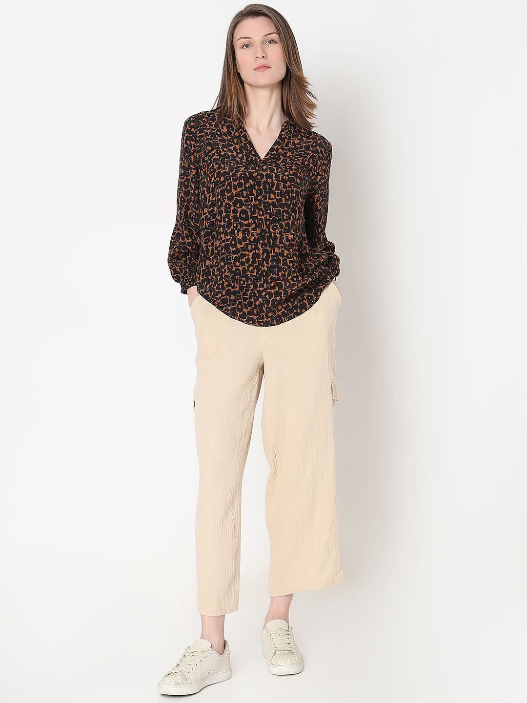Brown Printed Top