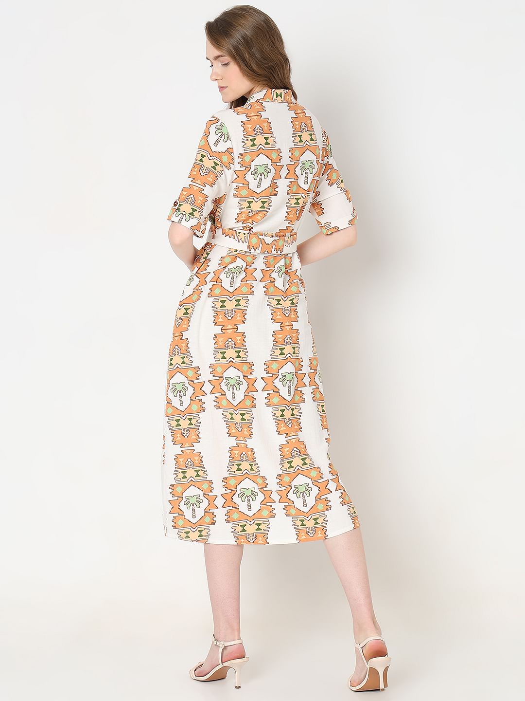 White Printed Shirt Dress