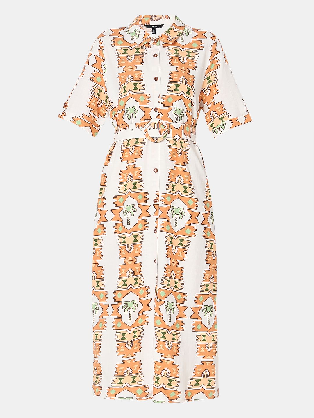 White Printed Shirt Dress