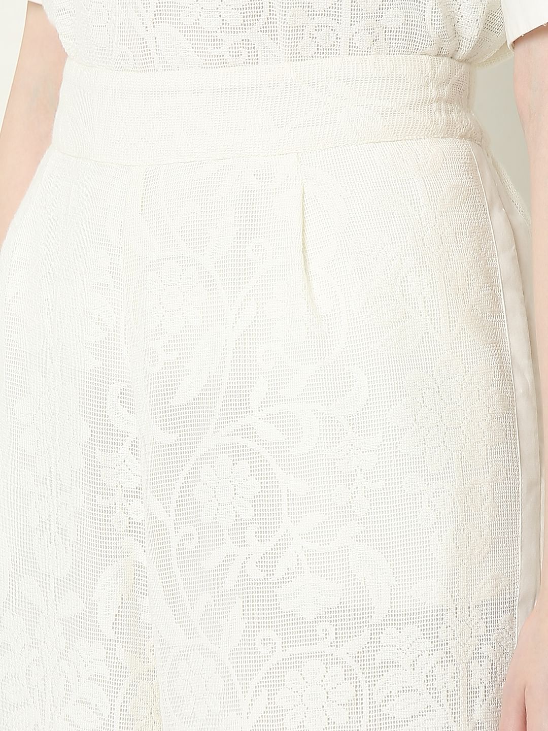 Off-White Textured Co-Ord Set Culottes