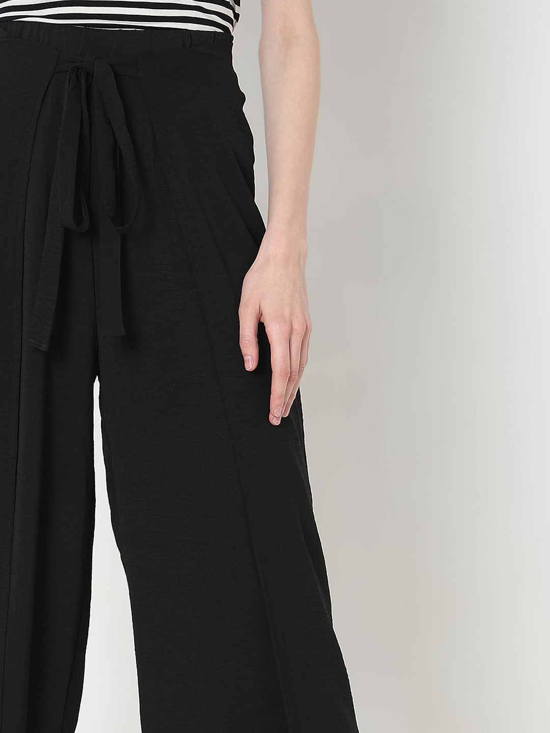 Black High Rise Straight Fit Pants