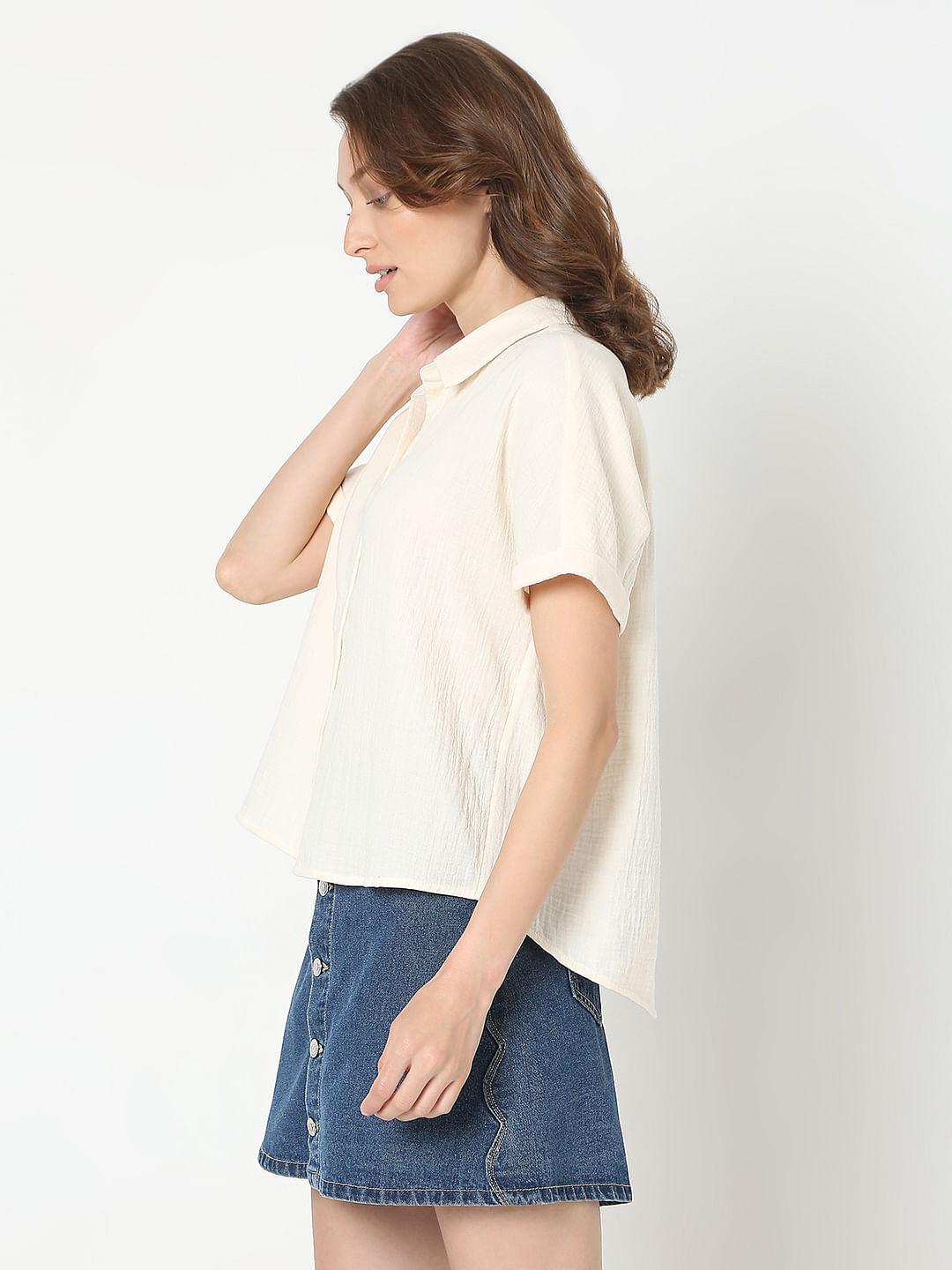 Off-White Short Sleeves Cotton Shirt