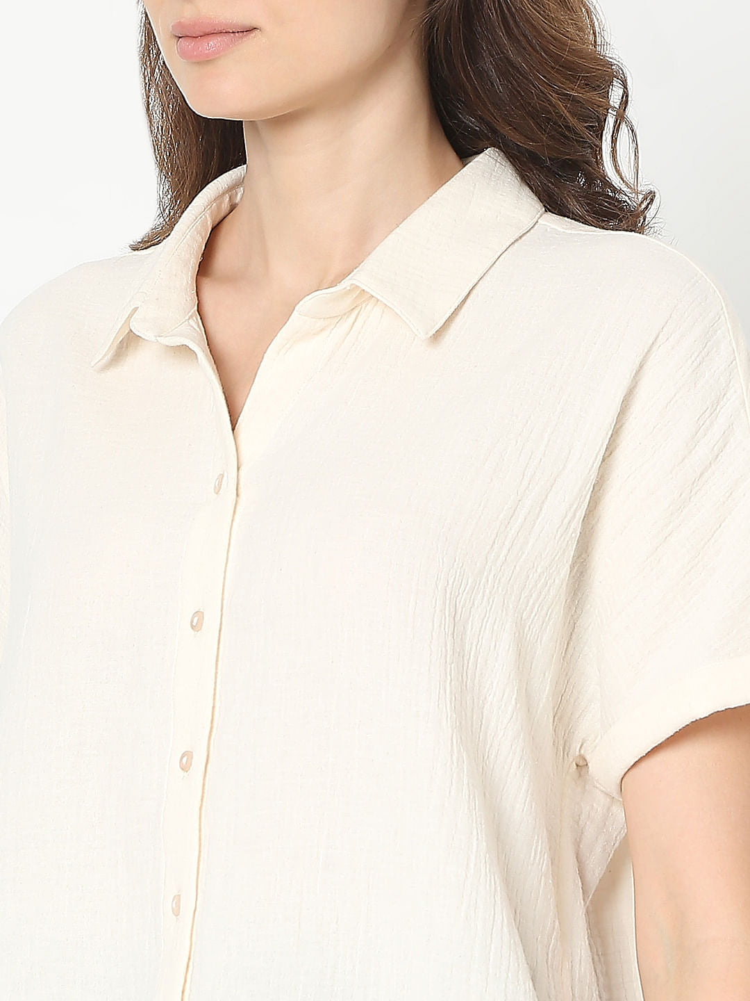 Off-White Short Sleeves Cotton Shirt