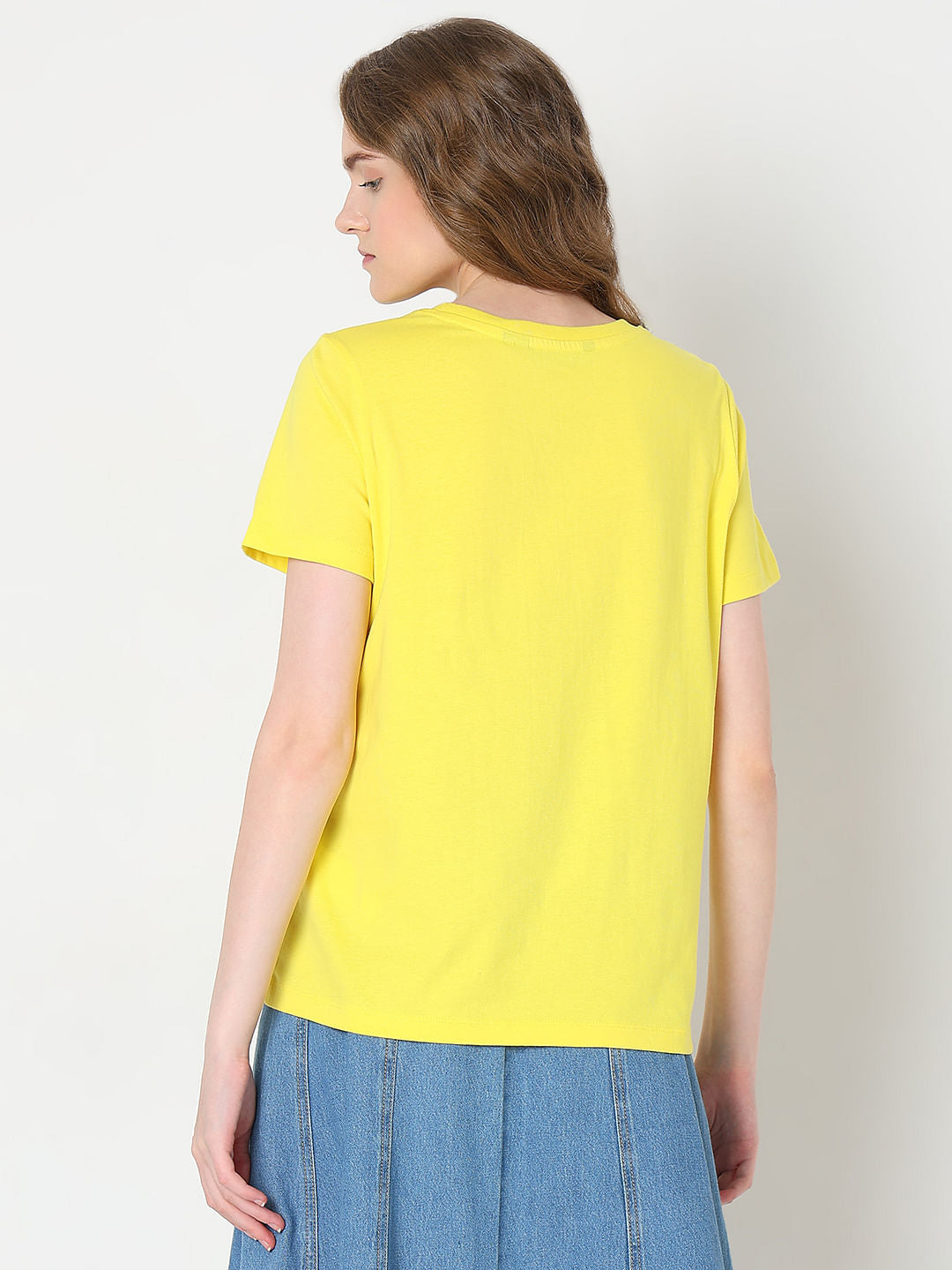 Yellow Cotton Printed T-Shirt