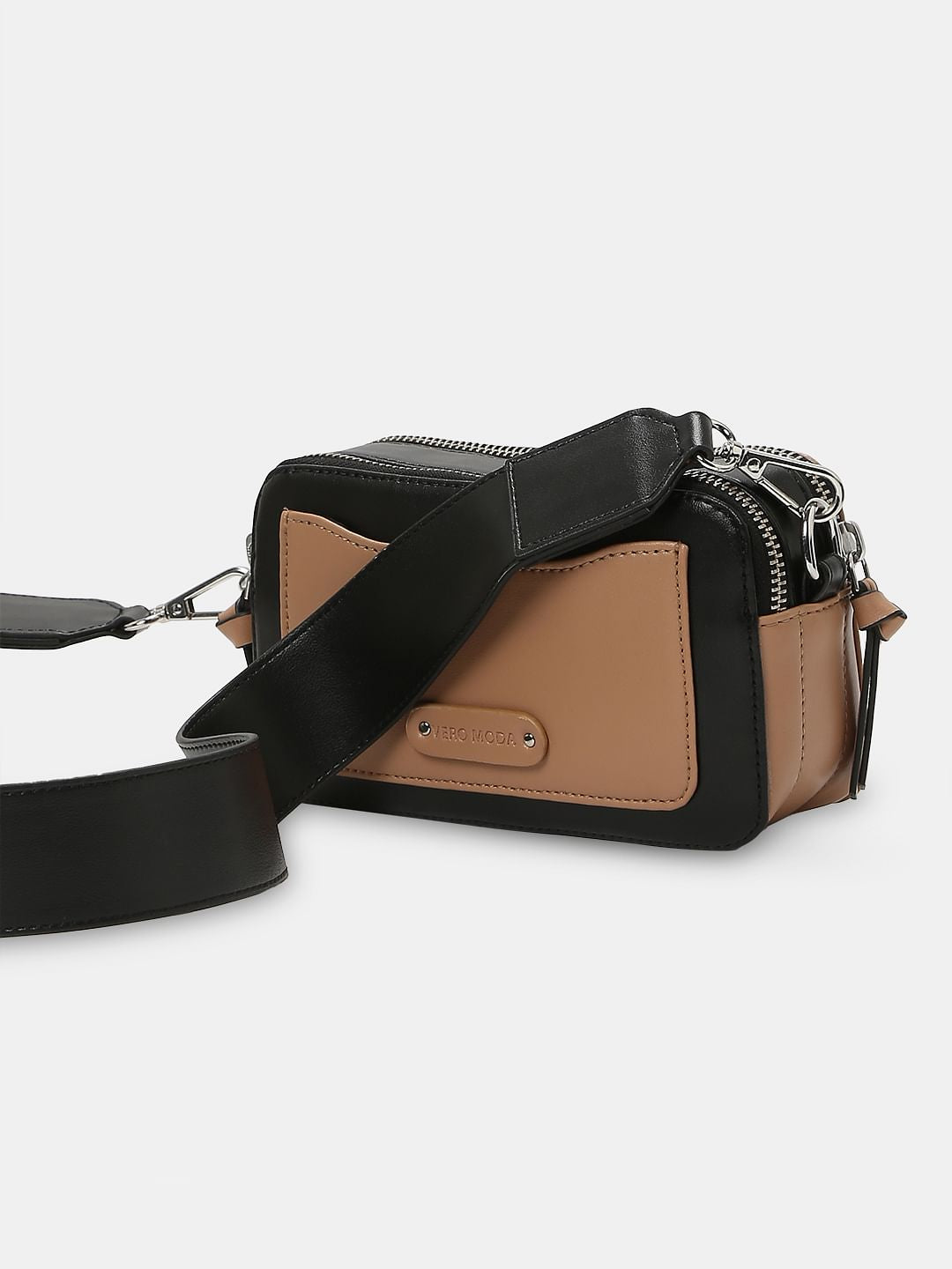 Black Colourblocked Sling Bag