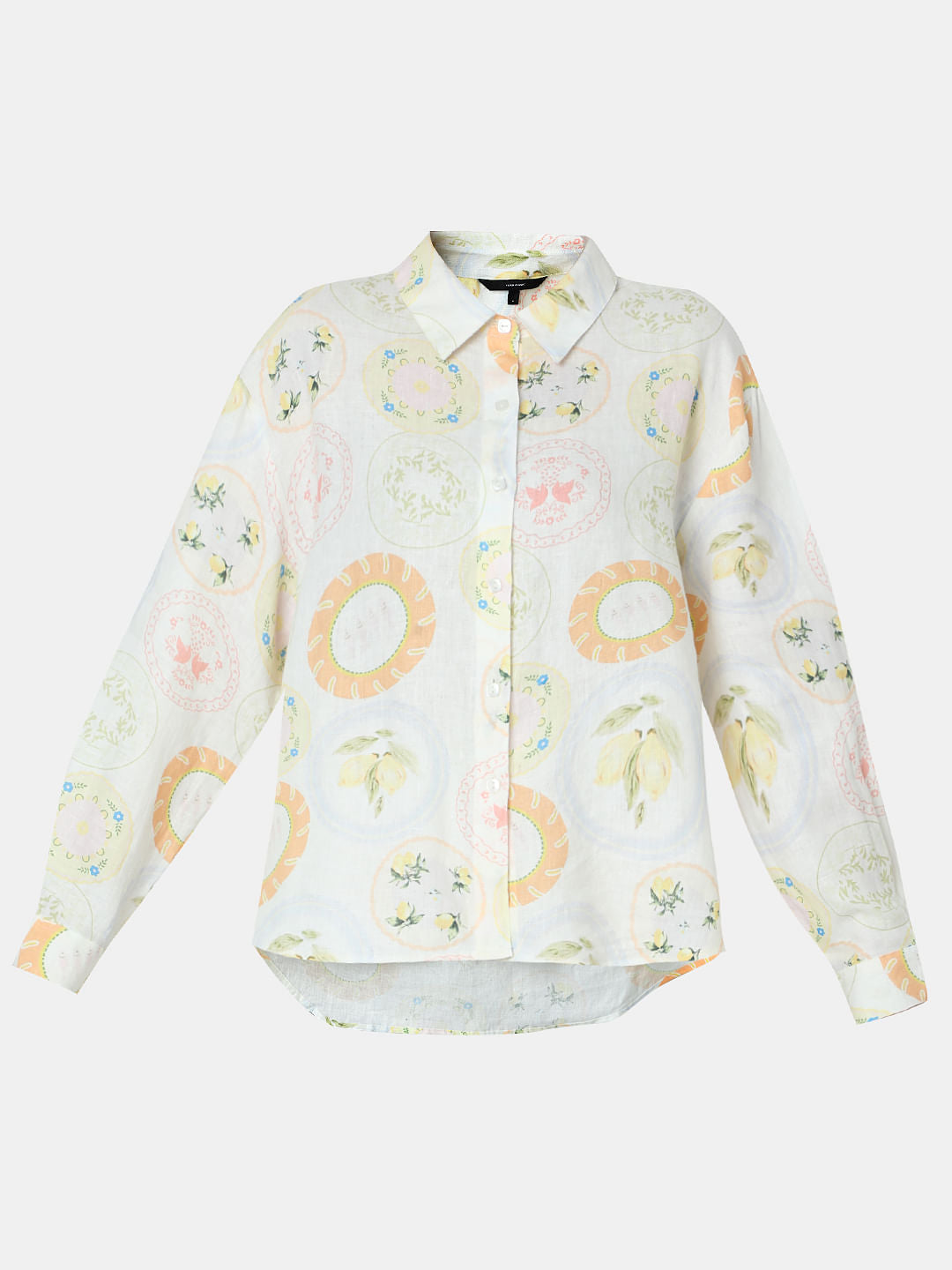 Off-White Printed Linen Co-Ord Set Shirt