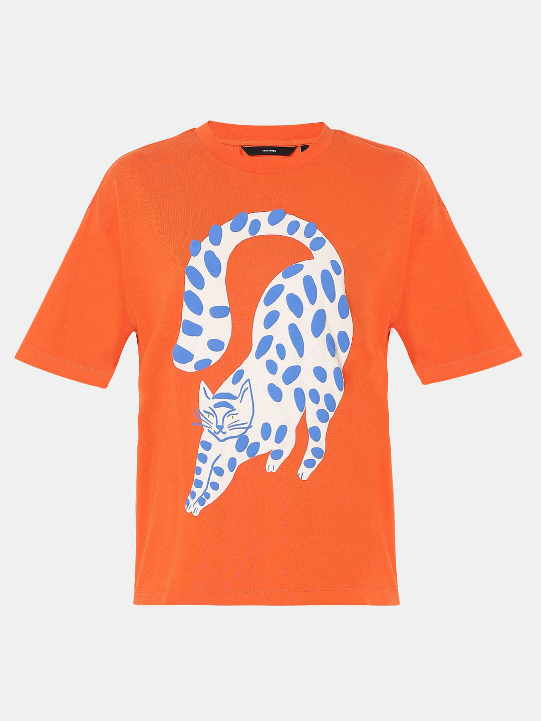 Orange Graphic Print Cotton T-Shirt