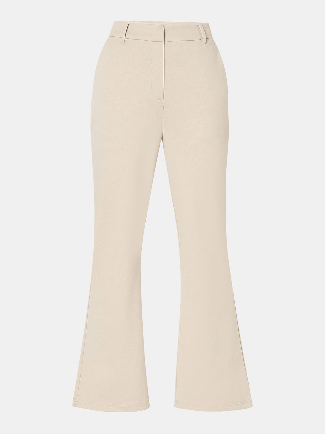 Beige High Rise Bootcut Pants