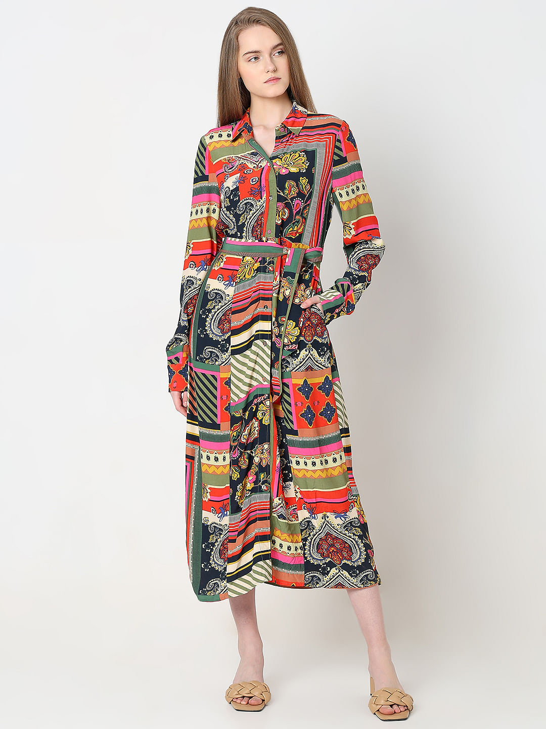 Multi-Colour Printed Shirt Dress