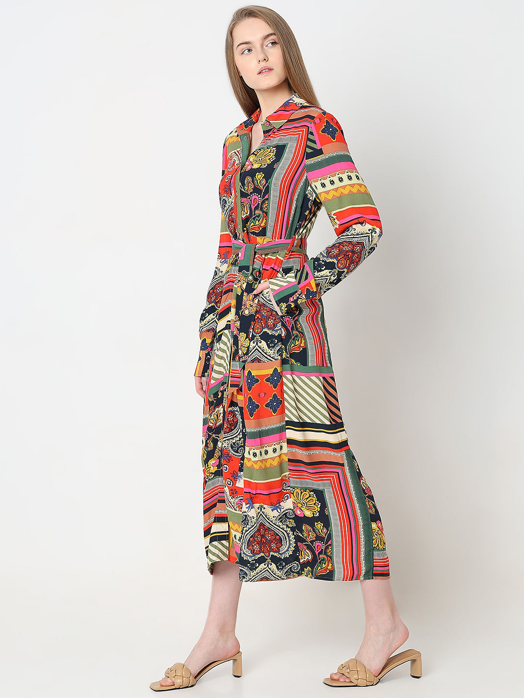 Multi-Colour Printed Shirt Dress