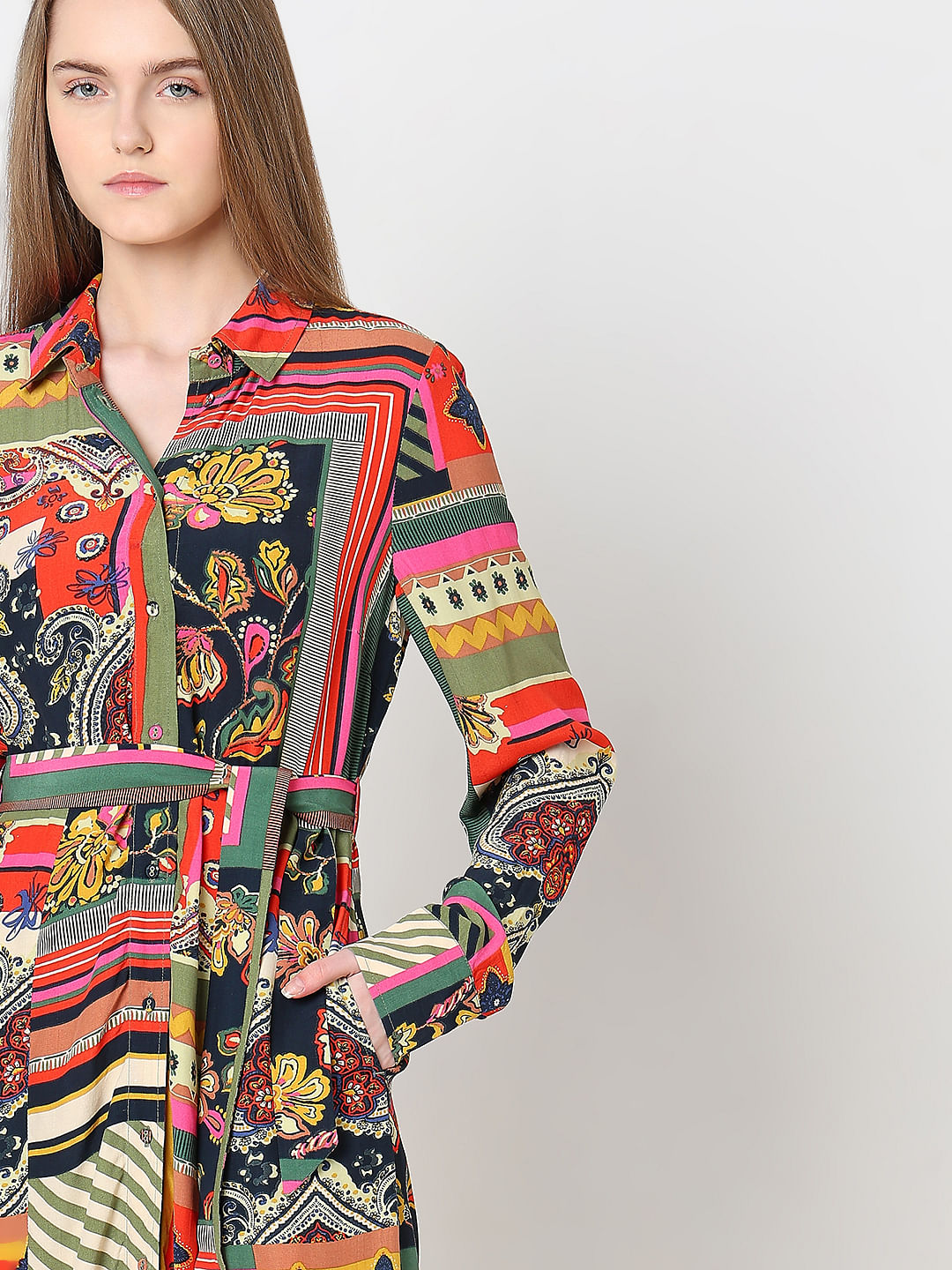 Multi-Colour Printed Shirt Dress