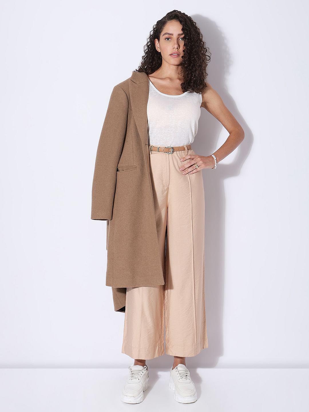 Beige High Rise Pants