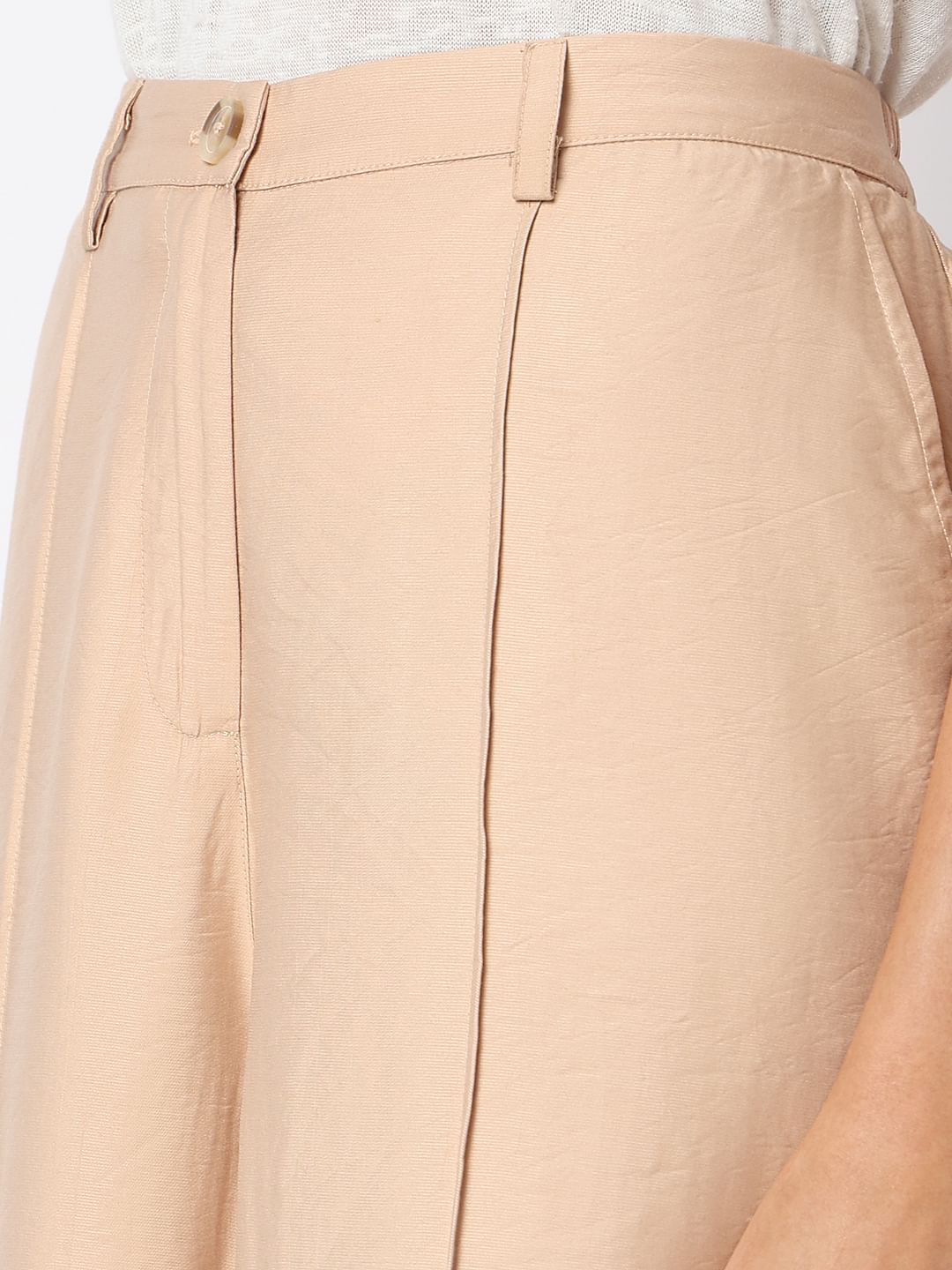 Beige High Rise Pants