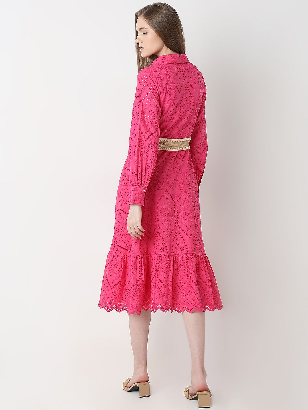 Pink Schiffli Shirt Dress