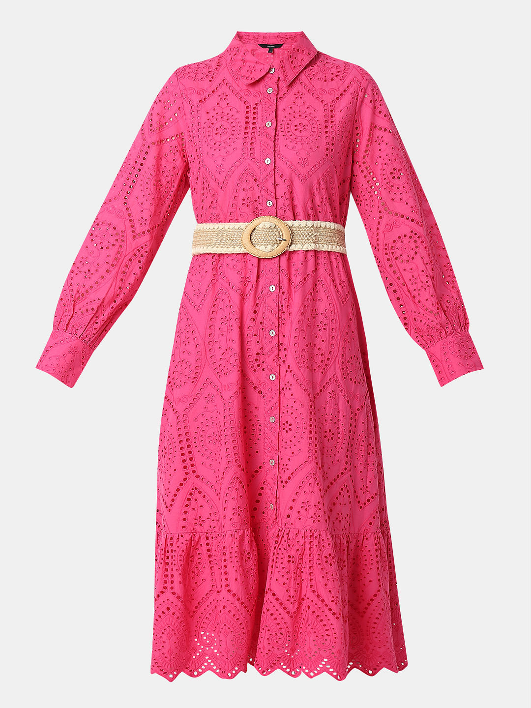 Pink Schiffli Shirt Dress