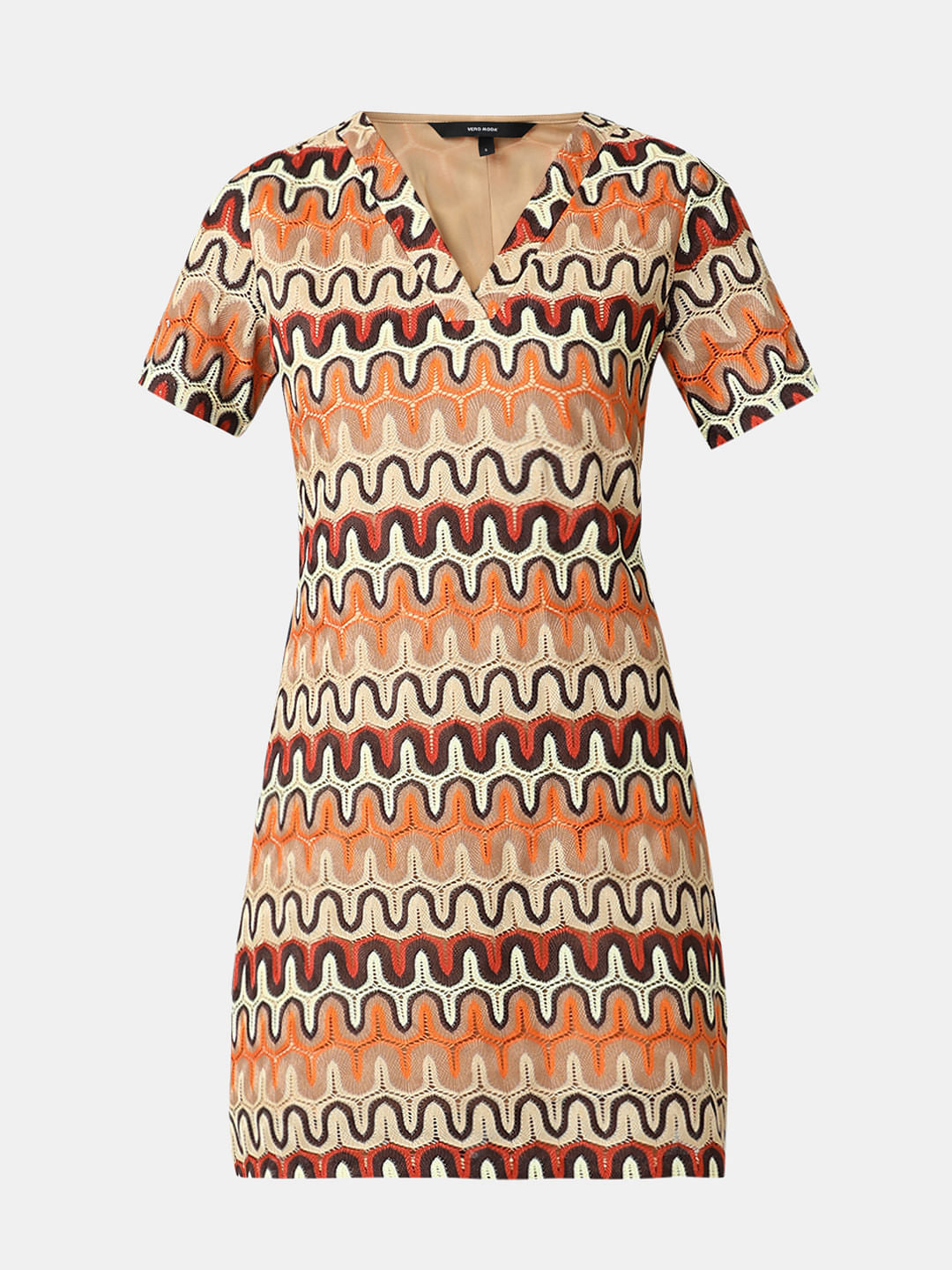 Orange Printed Mini Dress